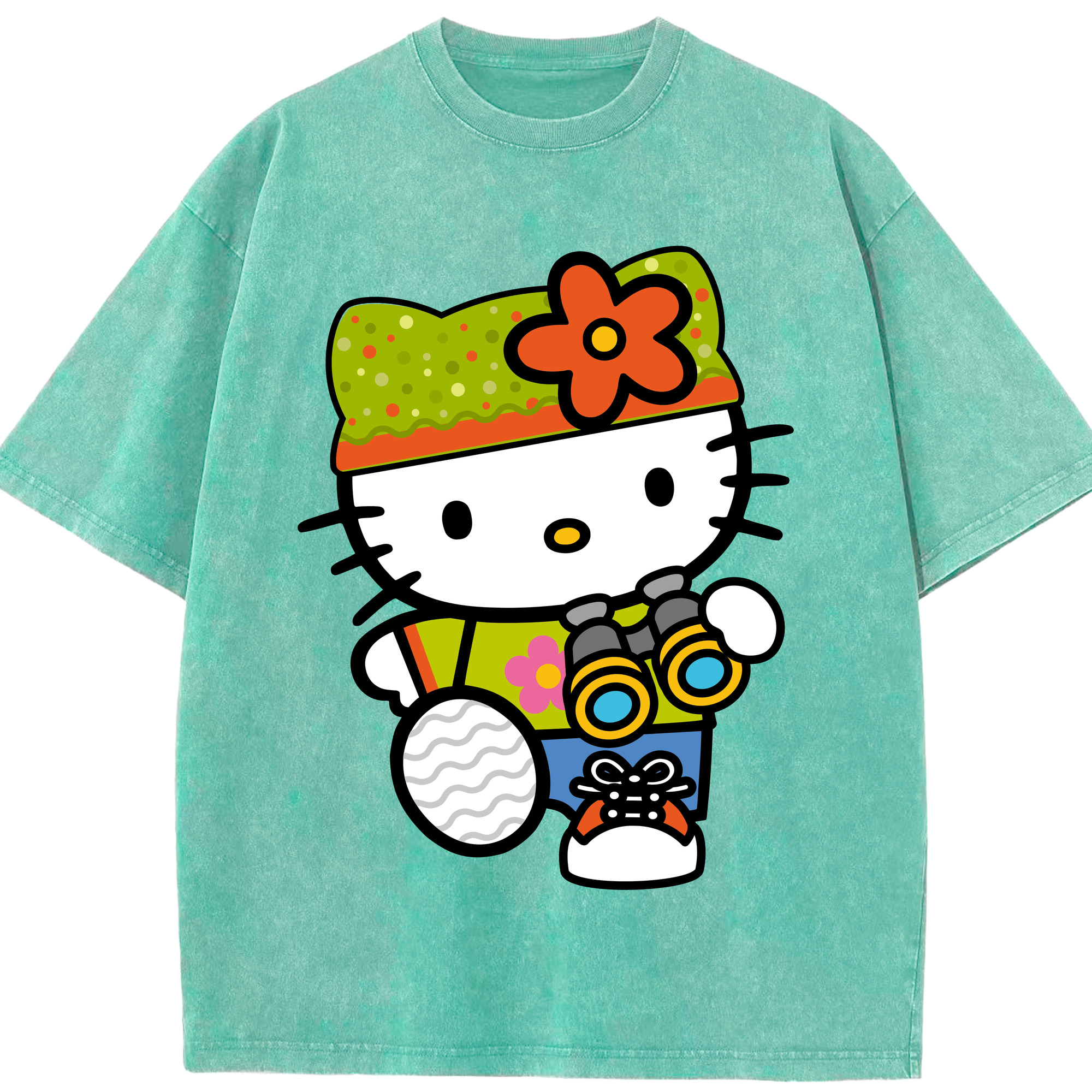 （画像用） Hello Kitty ハローキティ 綿100% ヴィンテージ風 半袖Tシャツ（フロントプリント）